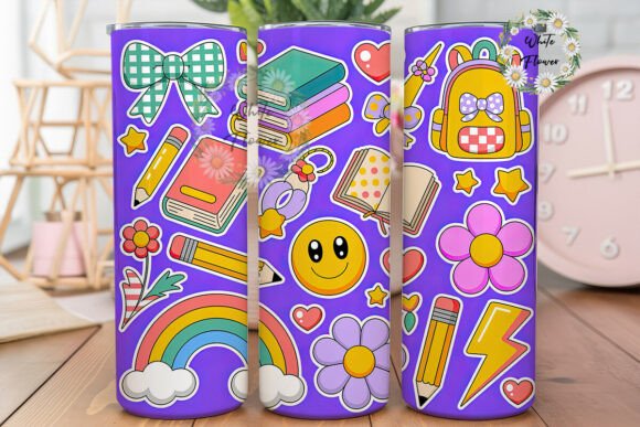 Back to School Kawaii 20oz Tumbler Wrap Graphics