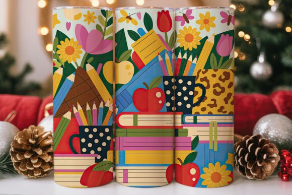 Back to School Supplies Tumbler Wrap PNG