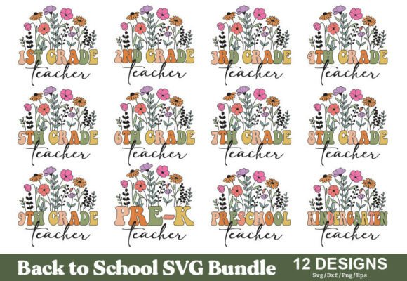 Back to School SVG Bundle, Flower Floral