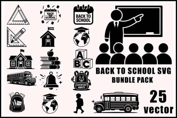 Back to School SVG Clipart Set: Graphics for Crafts and Content