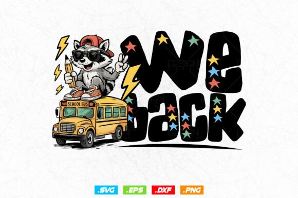 Bruh We Back to School Retro Raccoon Svg