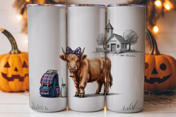 Highland Cow Back to School Tumbler Graphics