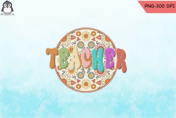 Retro Floral Teacher Back to School PNG